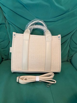 Borsa Tote Effetto Rafia Beige Nuova
