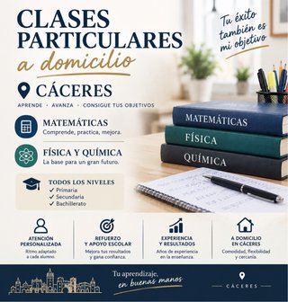 Clases particulares a domicilio en Cáceres