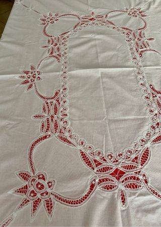 Tovaglia vintage ricamo intaglio a mano