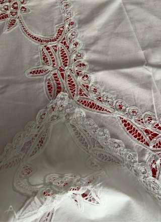 Tovaglia vintage ricamo intaglio a mano