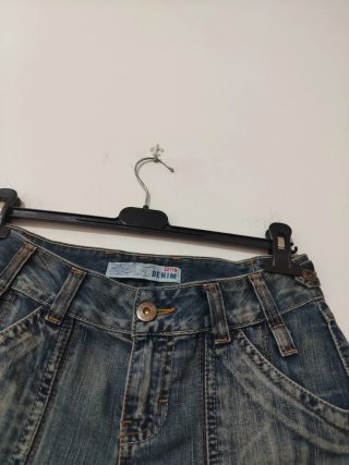 Gonna in denim a pieghe vintage