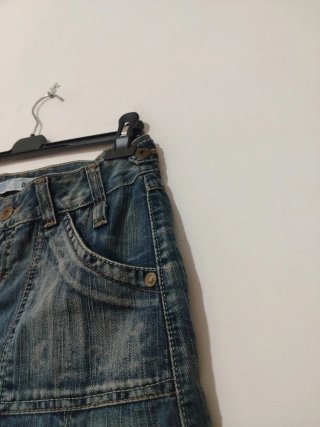 Gonna in denim a pieghe vintage