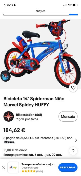 Bicicleta Infantil Spidey Azul y Roja 12,5”