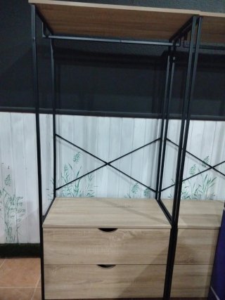 Armario Abierto con Cajones Madera y Metal