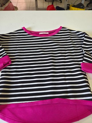 Maglia cotone maniche 3/4 righe