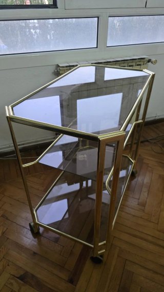 Estantería con ruedas cristal y metal