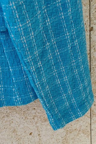 Veste tweed bleue turquoise L / Americana...