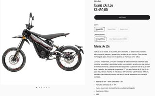Moto eléctrica Talaria xXx L3e TL2500 como 125 cc