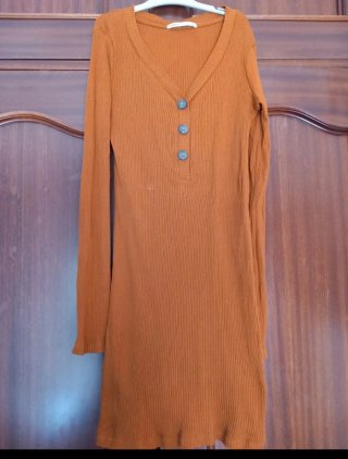 Vestido canalé naranja
