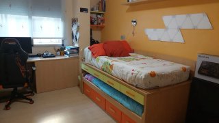 Cama nido con estantería y cajones