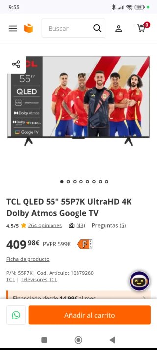 Smart TV TCL 55 pulgadas 55P7K