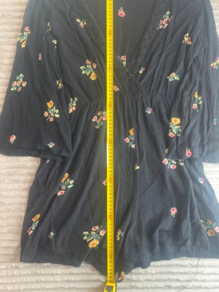 Mono Corto Zara Negro Floral Con Encaje V0008