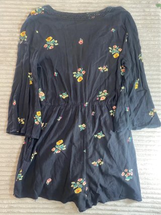 Mono Corto Zara Negro Floral Con Encaje V0008