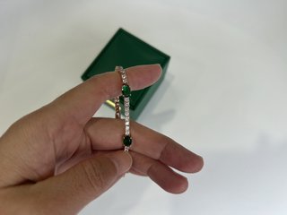 Pulsera Tenis Esmeralda Oro Rosa