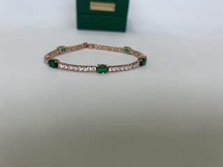Pulsera Tenis Esmeralda Oro Rosa