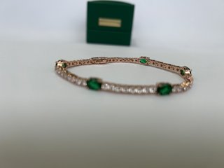 Pulsera Tenis Esmeralda Oro Rosa