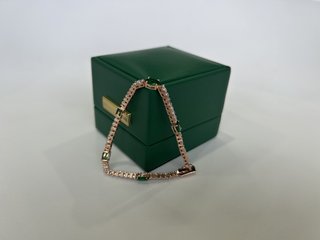 Pulsera Tenis Esmeralda Oro Rosa