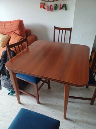 Mesa comedor extensible madera 90x90 a 180x90