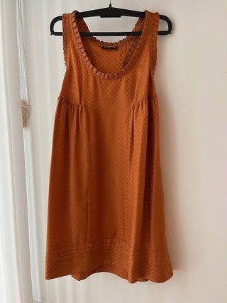 Vestido Seda Massimo Dutti T.36 Naranja