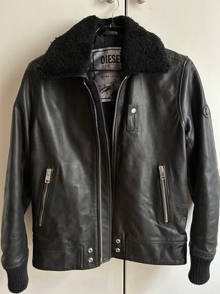 Chaqueta Aviador Cuero Diesel Negra