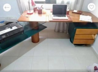 Mesa despacho madera y cristal auxiliar