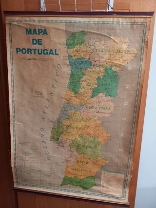 Mapa Escolar Antigo Portugal Continental