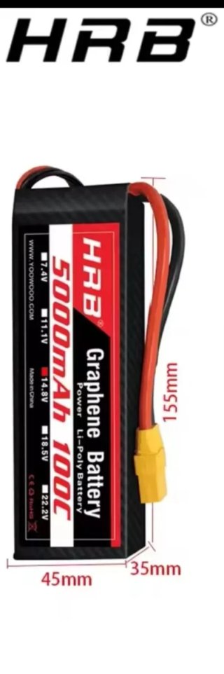 2 Baterías Lipo 4S HRB 14.8V 5000mah