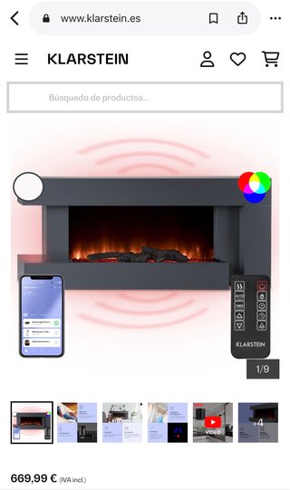 Chimenea eléctrica decorativa gris oscuro