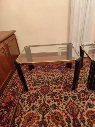 2 Mesitas Retro Cristal y Madera