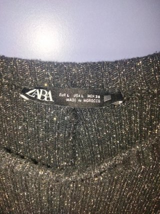 Vestido Zara Lentejuelas Negro/Plata