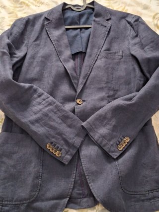 Americana Lino Dustin Azul Talla 48