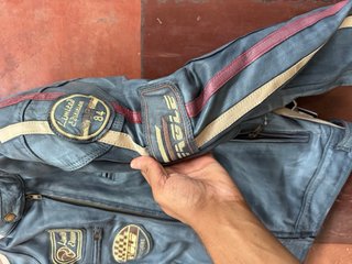 Giacca Moto Vera Pelle Blu taglia 3xl/L disponibil