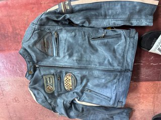 Giacca Moto Vera Pelle Blu taglia 3xl/L disponibil
