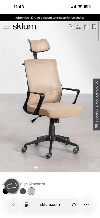 Silla de oficina Sklum Beige y Negra
