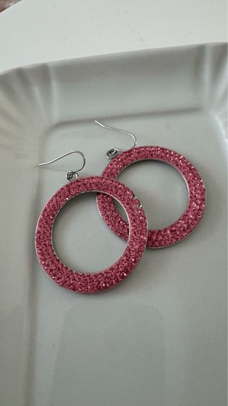 Orecchini cerchio rosa glitter