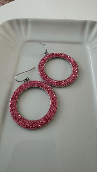 Orecchini cerchio rosa glitter
