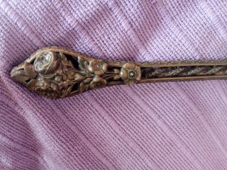 Espejo de tocador antiguo bronce dorado