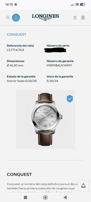 Longines Conquest Automático 41mm Gar. 2029