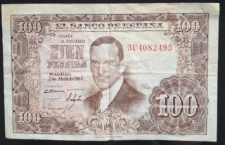 3 Billetes 100 Pesetas España