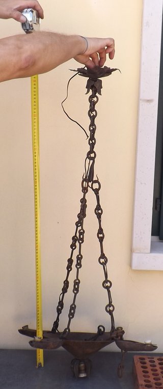 Lampadario Antico Ferro Battuto 5 Luci Vintage
