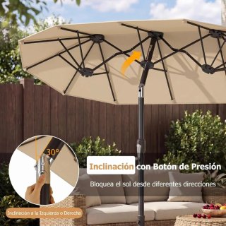 COSTWAY Sombrilla Doble Terraza Exterior 400 x 200