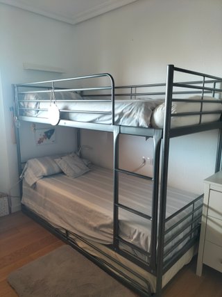 Litera con cama nido gris