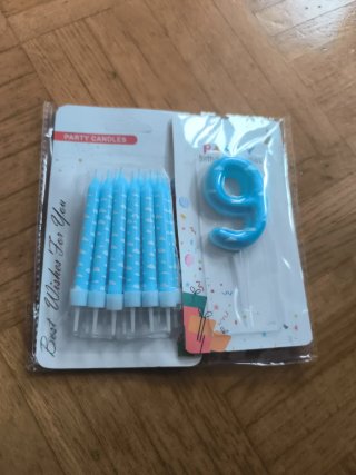 Vela número 9 cumpleaños azul