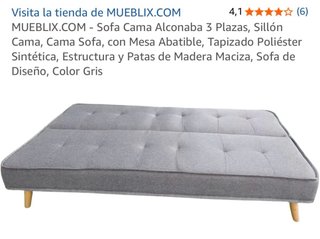 Sofá Cama Mueblix Gris 3 Plazas