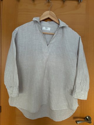 Blusa Uniqlo Lino Rayas Beige