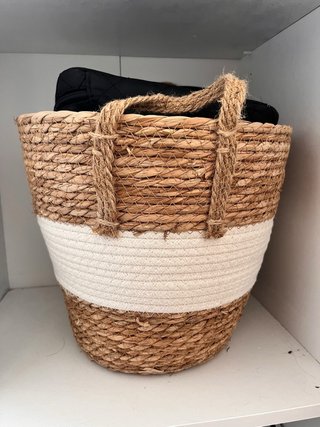 Cestas Mimbre Yute Blanca Marrón