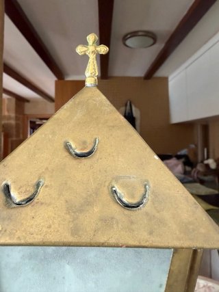 Faro antico in rame e bronzo con tre lucernari