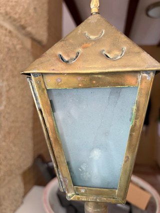 Faro antico in rame e bronzo con tre lucernari