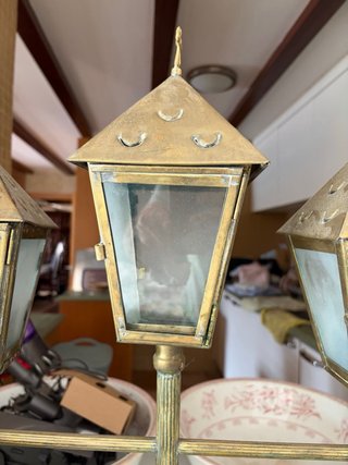 Faro antico in rame e bronzo con tre lucernari