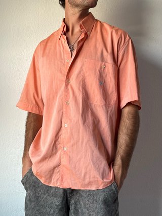 Camisa Burberrys Vintage Manga Corta coral